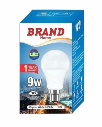 LED Bulb Packaging Box - Corrugated Kraft Paper 10x3 Inches Multi Color Rectangle Gloss Varnish & Metalized Printing Finish