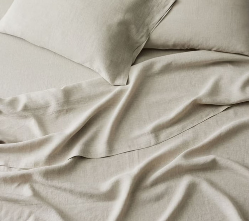 Linen Bed Sheet - Full Size, White Color | Washable, Cashmere Filling, Dobby Style, Applique Pattern, Ideal for Hotels and Home Use