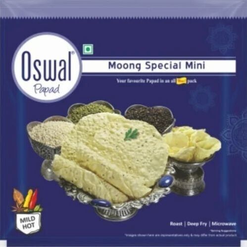 Moong Special Mini Papad 5" - 1 Kilogram, Vegetarian Form with Moong Dal Ingredients, 4 Months Shelf Life, Packet Packaging