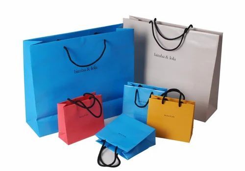 Multicolor Paper Bags - Biodegradable, Moisture Proof, Recyclable | Plain Design with Rope Handles