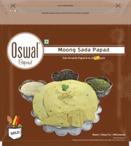 Oswal Moong Sada Papad - Moong Dal, 400 Grams, Vegetarian | Good Quality, 4 Months Shelf Life, Packet Packaging