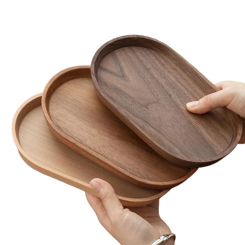 Round Wooden Serving Trays - 12x12 Inches Brown with Natural Finish | Ideal for Restaurant & Home Enhances Your Dining Experience