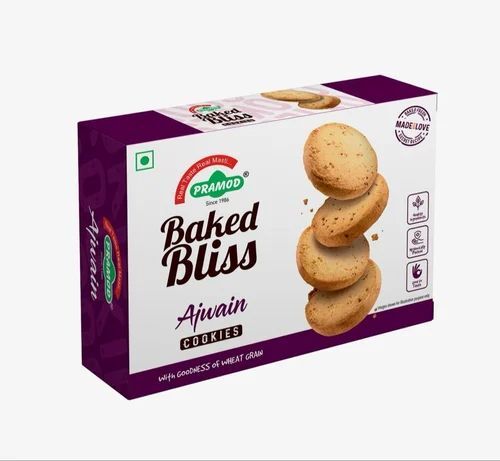 Salted Ajwain Cookies - 500 Gram Box | Round, Salty Taste, Gluten Free Biscuit by Pramod with 12 Months Shelf Life