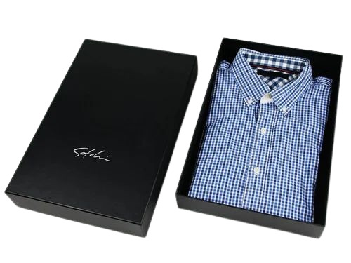 Shirt Packaging Box - Cardboard Box 12x8x1.5 Inches Black Color | Virgin Kraft Paper Laminated Coating Lithography Printing 1 Kg Capacity