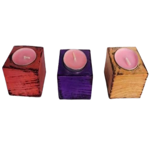 Wooden Candle Holder - Wooden, Round & Rectangle Shapes | Handmade Polished Finish for Home & Wedding Decoration, Plain Pattern