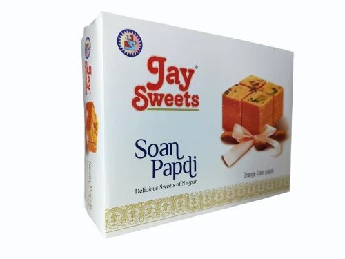 500g Orange Soan Papdi - Ghee, 500 Grams, Sweet Taste, Tasty Flavor, Regular Size, Packaged for Freshness, Shelf Life: 3 Months