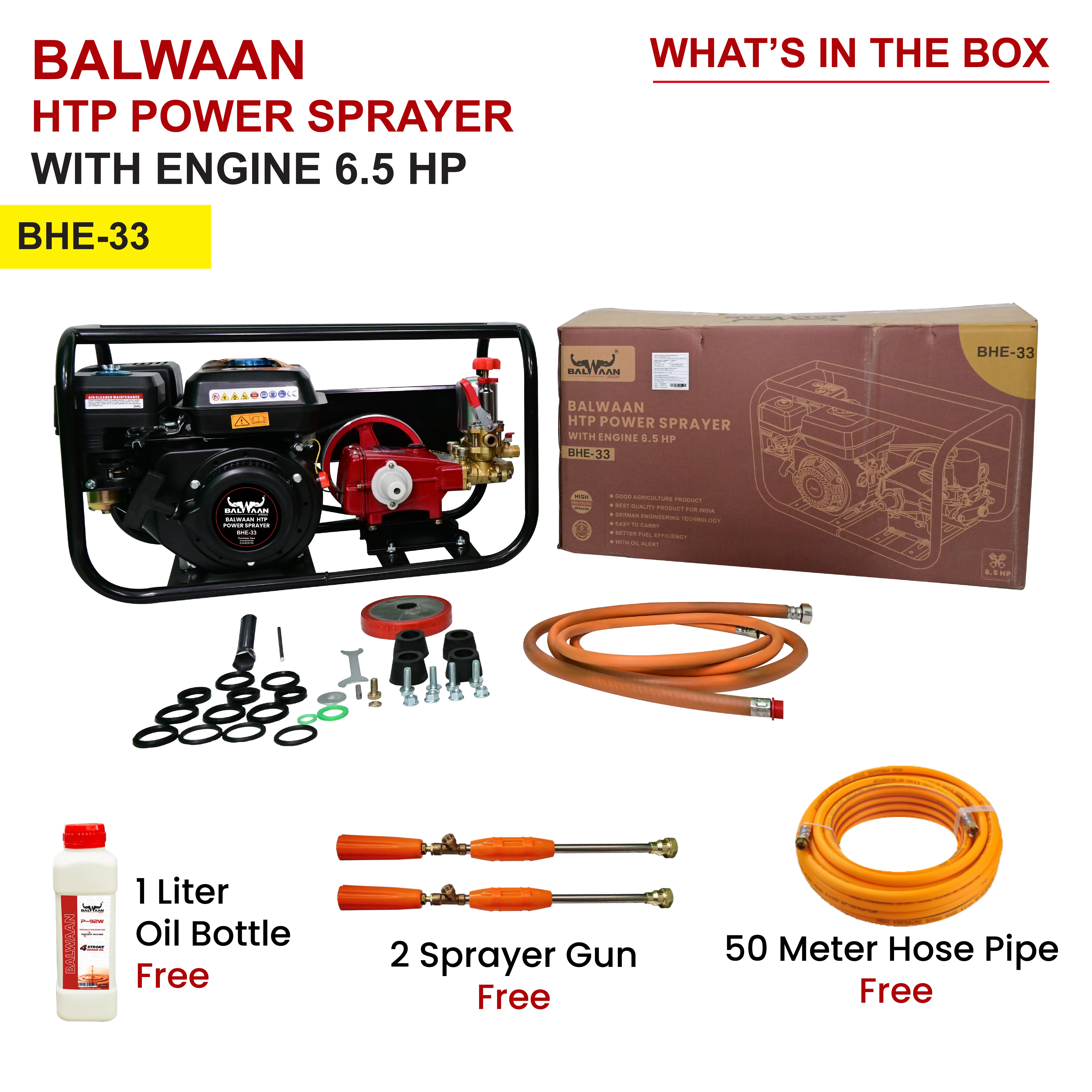 Balwaan Htp Power Sprayer (Bhe-33) - Engine Type: 4 Stroke