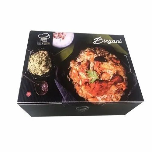 Biryani Packaging Box - Kraft Paper, Rectangular 5kg | Black Printed Design for Durability and Stylish Presentation