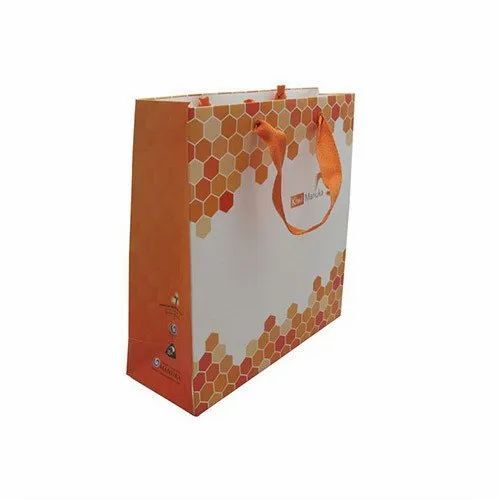 Duplex Paper Carry Bags - Duplax Material, 1.5 Kg Capacity, Rectangular Shape, Multicolor Printed Design | Biodegradable, Moisture Proof, Recyclable, Rope Handle