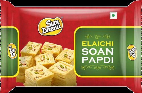 Elaichi Sweet Soan Papdi - Good Quality, FSSAI Certified, Yellow Packet | Tasty, Sweet Flavor, Regular Size, 12 Months Shelf Life