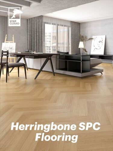 Herringbone Spc Flooring - Color: Light Brown