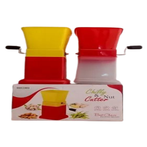 Plastic Vegetable Chilli Cutter - Plastic & Stainless Steel, 7 Inch Size, Red Color | Ideal for Efficient Vegetable Cutting in Kitchen