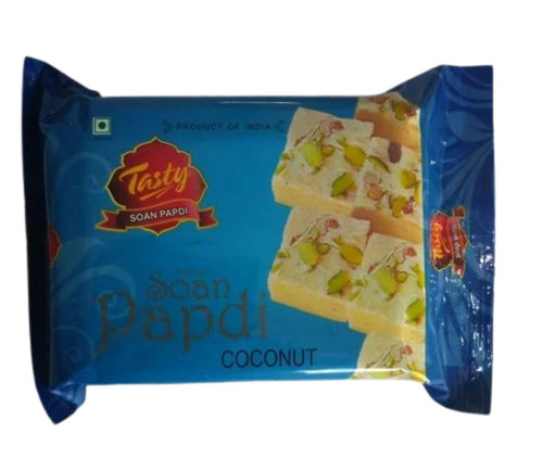 Tasty Coconut Soan Papdi - 500 Grams, Regular Size, Sweet Taste | Box Packaging, FSSAI Certified, 6 Months Shelf Life, Tasty Treat