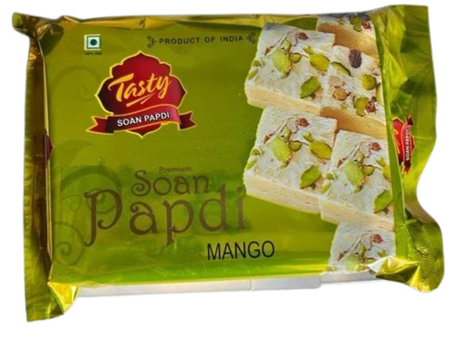 Tasty Mango Soan Papdi - 500 Grams, Regular Size, Sweet Taste | FSSAI Certified, Good Packaging, Shelf Life: 6 Months