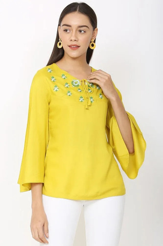 Ladies Rayon Embroidered Top - Color: Multi