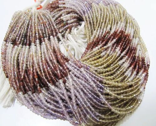 Natural Multi Rutilated Quartz 2.5 To 3Mm Rondelle Faceted Beads - Material: Stone