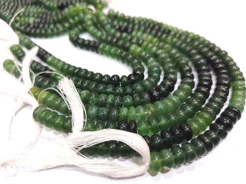 Natural Serpentine Rondelle Plain Smooth 8Mm Shaded Beads - Beads Colour: Green