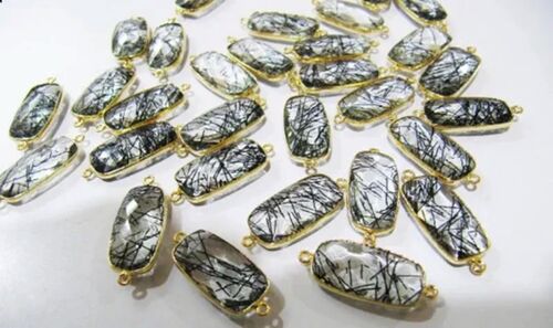 2 Piece Natural Black Rutilated Quartz Briolette Baguette Shape 11x21mm