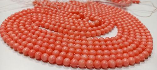 5Mm Natural Pink Coral Round Ball Shape Plain Smooth Beads - Material: Gemstone