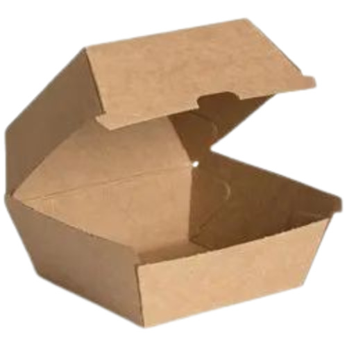 Burger Packaging Box - Paper Material Brown Color | Plain Design for Versatile Fast Food Packaging