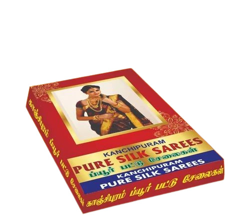 Saree Packaging Box - Paper Material, Multi Color Printed Design | Ideal for Elegant Saree Presentation and Storage Solutions