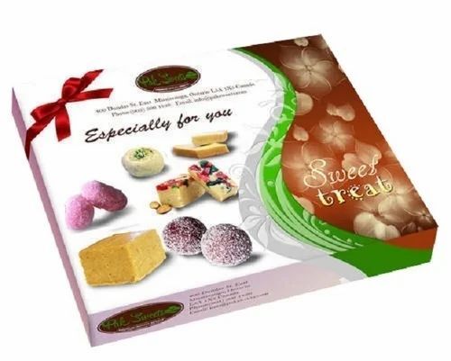 Sweet Packaging Box - Kraft Paper, Multi Color Printed Design | Ideal for Gifting and Sweets Packaging