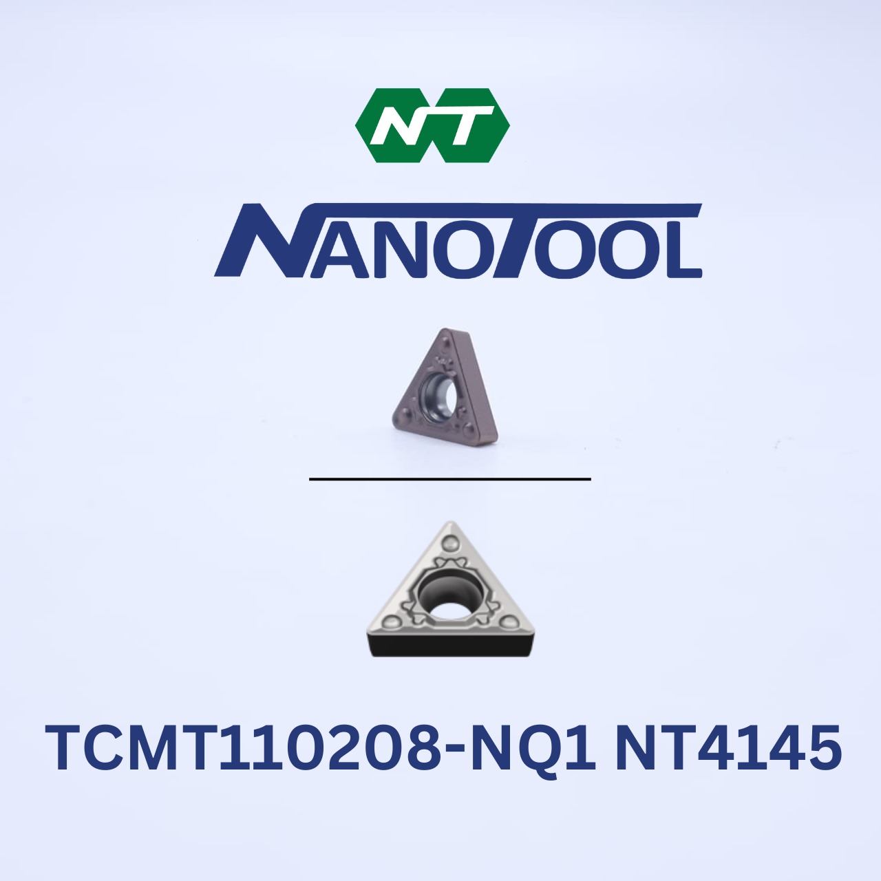 Turning Insert TCMT110208-NQ1 - Suitable for Stainless Steel, Hard Steel, Super-Alloys | Grey PVD Coated, High-Speed Machining, Grade NT4145