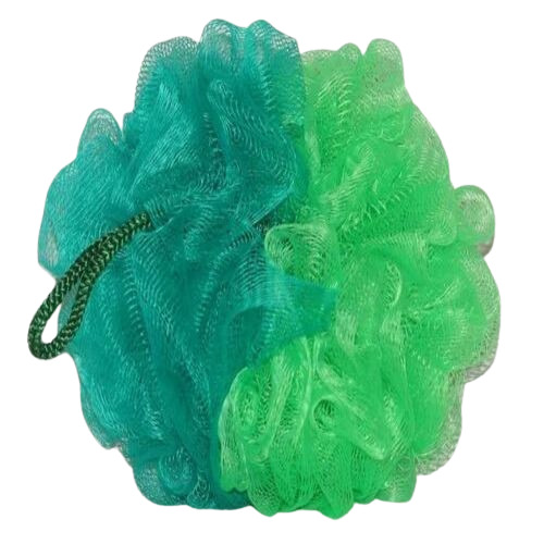 Green Bathing Body Sponge - Plastic Net, 5x2 Inch Round Shape, Multicolours | Anti-Bacterial, Soft Sponge for Gentle Cleansing
