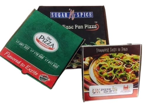 Pizza Packaging Box - Paper Material, 10 x 10 x 2 Inch Size, Multicolor Design | Customizable Square Pizza Box for Versatile Use