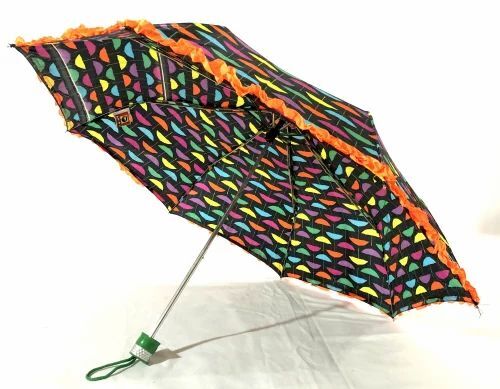 KKIWI Manual Umbrella - Polyester, 22x8 Inches, Multicolor | 3-Fold Design, Plastic Handle, Durable for Rain and Sun