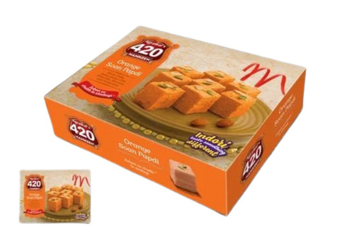 Orange Soan Papdi - 200 Grams, Sweet and Tasty Snack with 3 Months Shelf Life