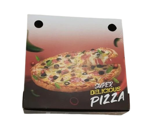 Pizza Packaging Box - Cardboard, 6x6x1.5 Inches, Multi Color, Square Shape | Lithography/Offset Printed Design