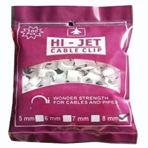 Plastic Cable Clip - 10mm Size, White Color | Ideal for Cable and Pipe Management, Pack of 100 Pieces