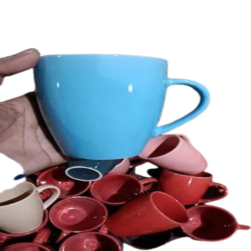 Blue Ceramic Coffee Mug - Ceramic Material, Round Design, Plain Surface Finish | Durable, Good Quality, Suitable for Home and Office Use