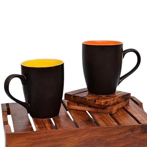 Ceramic Coffee Mug - Ceramic, Round Design, Brown Color | Durable Build, Polished Finish, Ideal for Home and Office Use