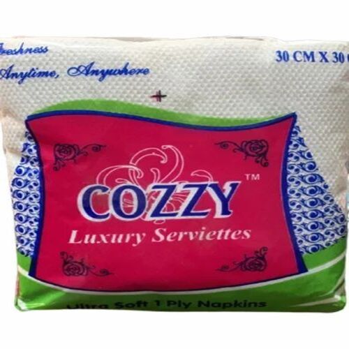 Cozzy Tissue Napkin - Paper Material, 30 x 30 cm Size, Plain White Color | Suitable for Restaurant, Home, Office & Hotel Use, Pack of 200