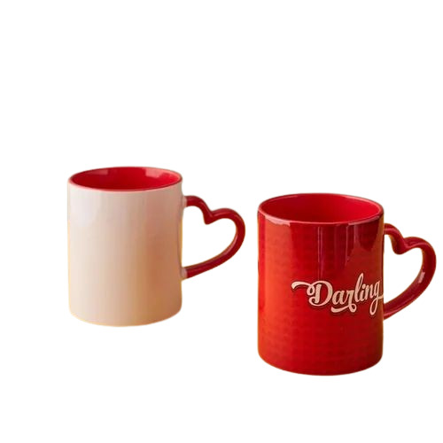 Heart Shape Ceramic Coffee Mug - Durable Ceramic, Polished Finish , Elegant Plain and Printed Design