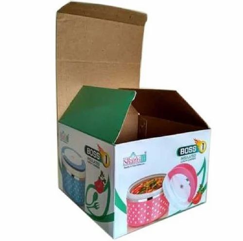 Lunch Box Packaging Box - Corrugated Paper, 10x10x9 Inches, Multi Color, Matte Finish | Rectangular Shape, Packing Capacity: 1.5 Kg