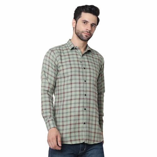Men's Cotton Checked Long Sleeve Shirt - XL M L | Quick Dry Eco-Friendly Beaded Closure Anti-UV Multicolor Appliqued Pattern