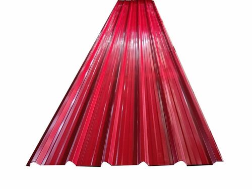 Metal Roofing Sheet - Metal, 3 mm Thickness x 18 ft Length x 2.5 ft Width, Red Color, Polished Surface | Suitable for Residential Roofing Applications