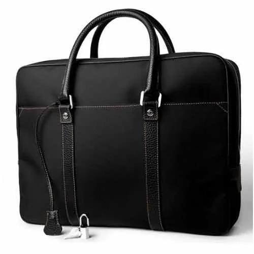 Office Laptop Bag - ABS Material, Rectangular Shape, 1 Compartment, Modern Design, Black Color | Antistatic, Moisture Proof, Zip Closure