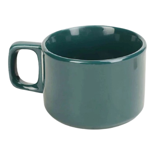 Ceramic Coffee Mug - Round Shape, Polished Green Finish | Durable, Good Quality, Elegant Design