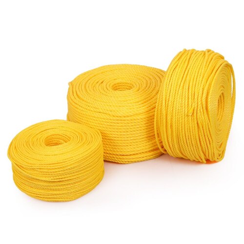Plastic Rope - Polypropylene 3 Ply, Diameter: 1-10 mm, Color: Yellow, Waterproof | Industrial Use, Customizable Size
