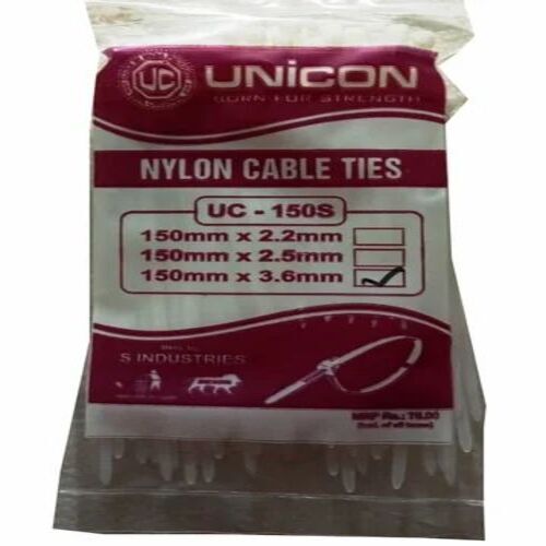 Uc150s Nylon Cable Tie - Nylon Material, 150 x 3.6 mm Size, White Color | Ideal for Secure Closure in Fixed Internal Line Applications