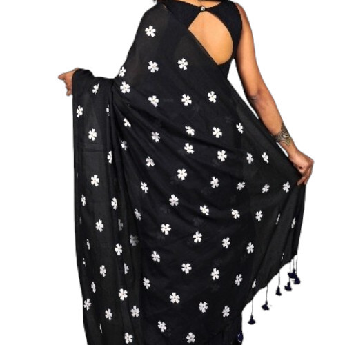 Fashionable Khadi Sarees - Color: Black