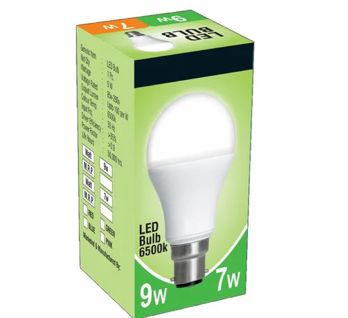 Led Bulb Packaging Box - Kraft Paper, Rectangular Shape, Multi Color, Litho-Laminated Coating | Printed Surface, Straight Tuck End Design