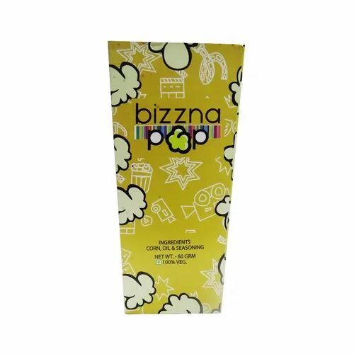 Paper Popcorn Box - Square Packet, Disposable Usage for Food | Bizznapop Brand with Good Packaging Quality, Standard Size