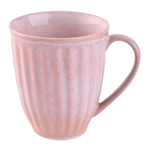 Ceramic Mug - 350ml Capacity, Pink Color | Durable Material, Plain Surface Finish, Fine Quality