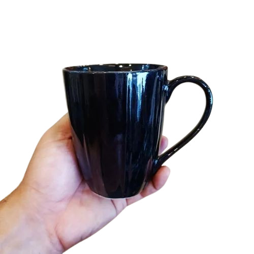Porcelain Coffee Mug - Ceramic Round Plain Finish Black | Durable Construction Good Quality Fine Finish