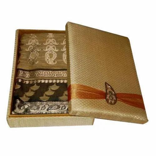 Saree Packaging Box - Partly Recycled Paper, 7.5 x 5.5 x 2.5 Inches, Multi Color, PVC Coated with Embossing, Rectangular Shape, Biodegradable